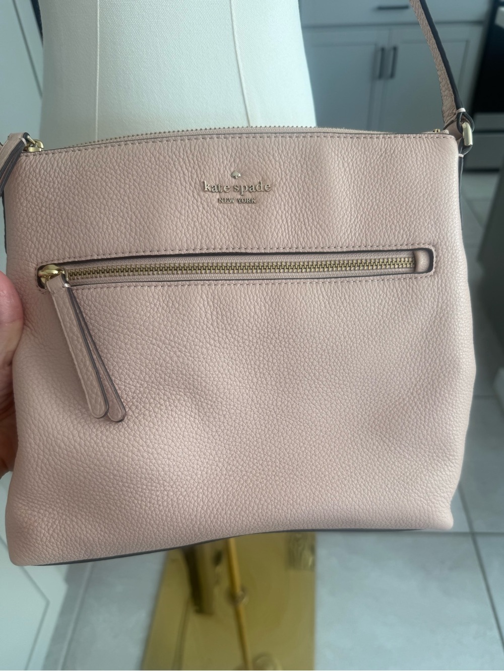 Kate Spade New York Blush Pink Pebbled Leather Crossbody Bag
